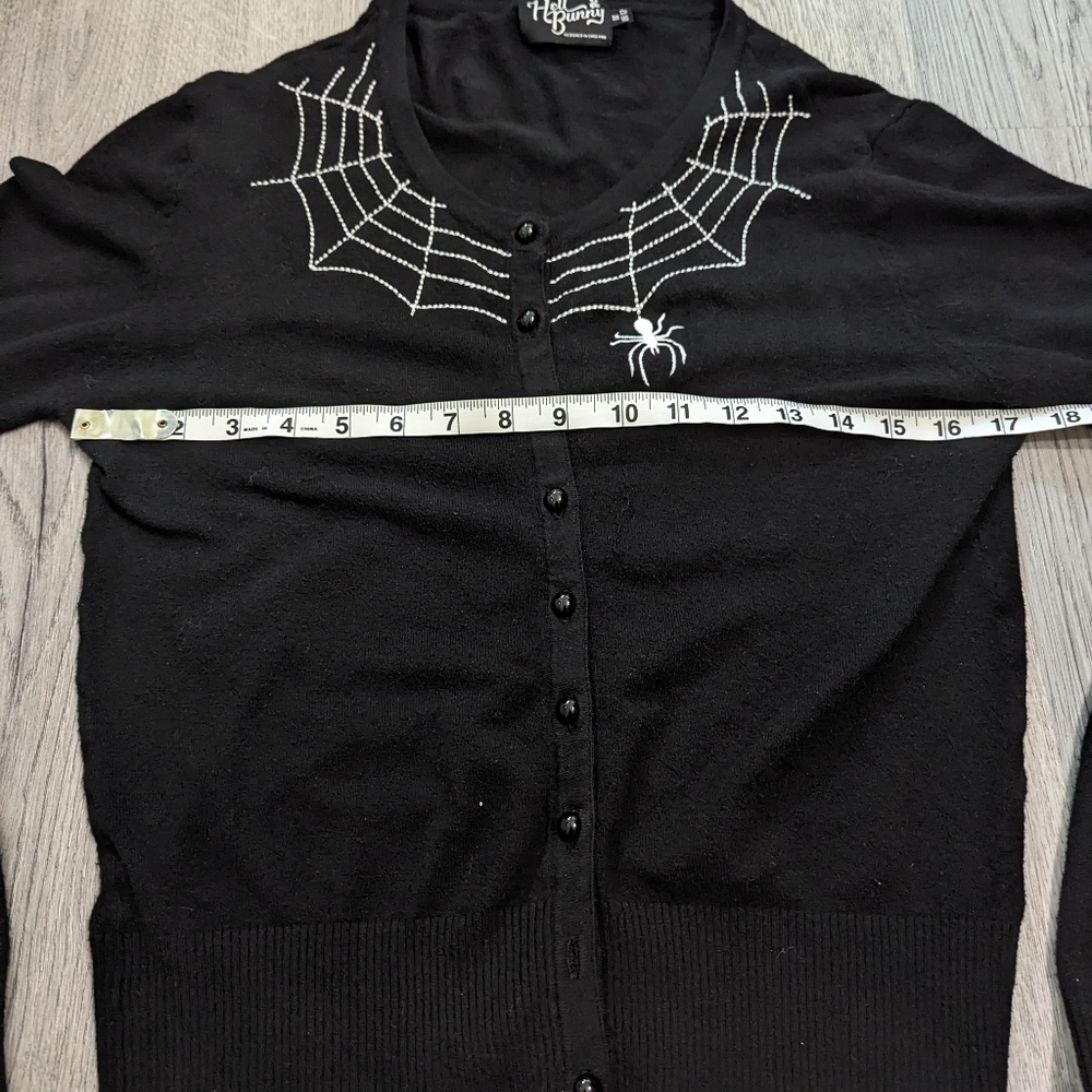 Hell Bunny Spider Web Cardigan Black Size Medium UK12 Goth Alt Retro - Picture 4 of 10